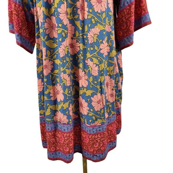NEW Easel Oversized Small Multi-Color Floral Dress 3/4 Wide Sleeves BOHO Resort - Picture 10 of 15